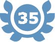 blue icon depicting 35 years in business